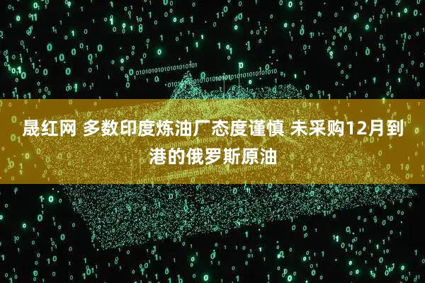 晟红网 多数印度炼油厂态度谨慎 未采购12月到港的俄罗斯原油