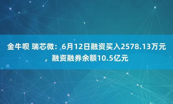 金牛呗 瑞芯微：6月12日融资买入2578.13万元，融资融券余额10.5亿元